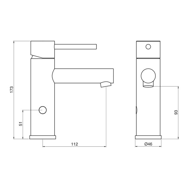 Mizu Drift Dual Function Sensor Basin Mixer 6 Star tech drawing 4