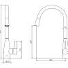Memo Sia Sensor Gooseneck Sink Mixer Tap Dual Function Right Hand Lever 4 Star tech drawing